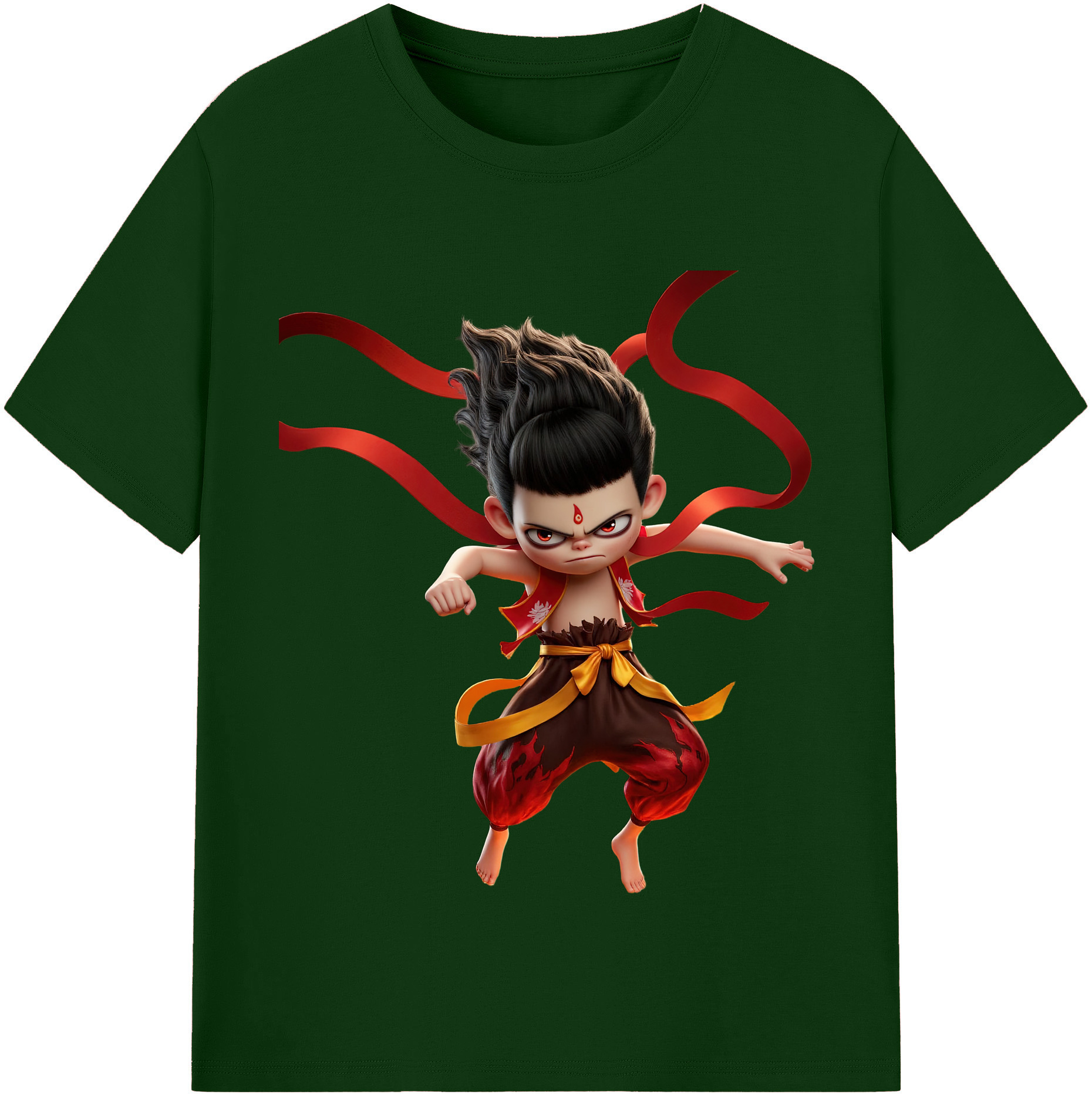 （画像用） Ne Zha 2 ナタ 魔童の大暴れ 綿100％半袖Tシャツ（フロントプリント）